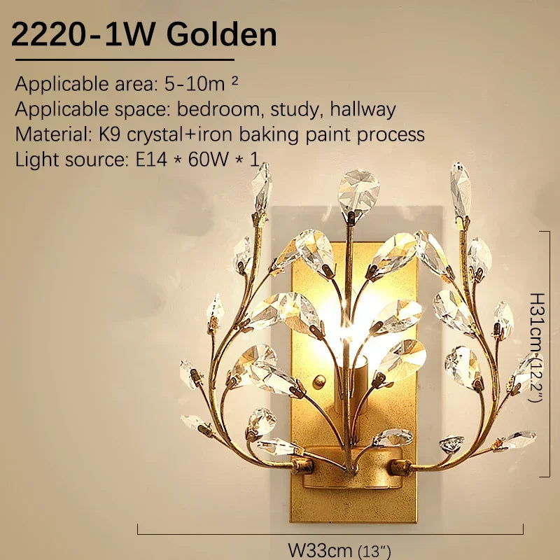 BROTHER Modern Crystal Wall lamp American Countryside LED Creative Living Room  Corridor Home Decoration Light