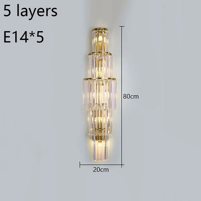 Luxury Hotel Lobby Large Big Crystal Wall Lamp for Club Hall Villa Living Room Office Banquet  Indoor Lighting  Fixtures