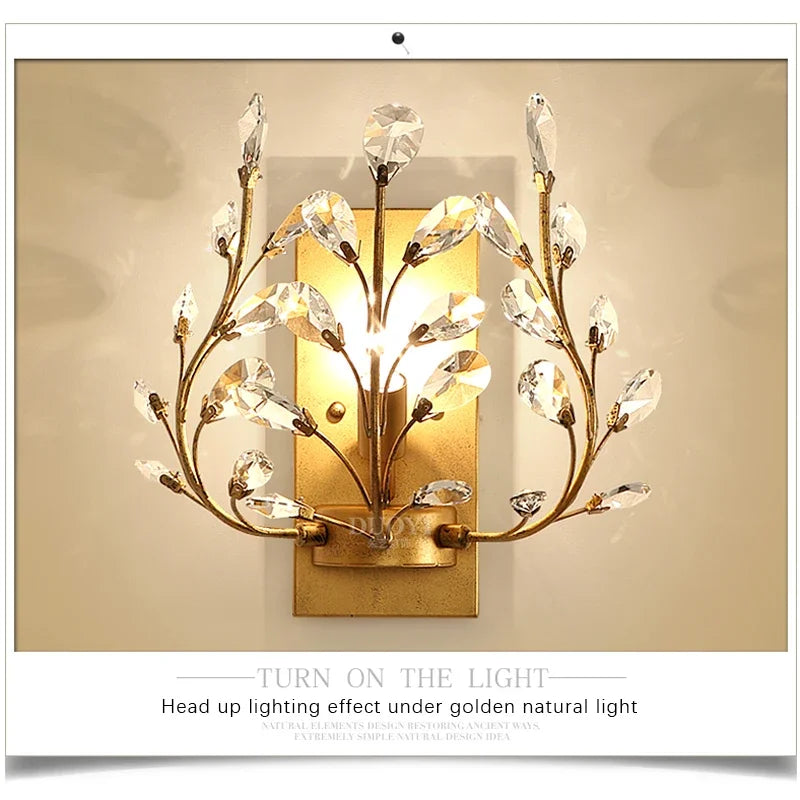 BROTHER Modern Crystal Wall lamp American Countryside LED Creative Living Room  Corridor Home Decoration Light