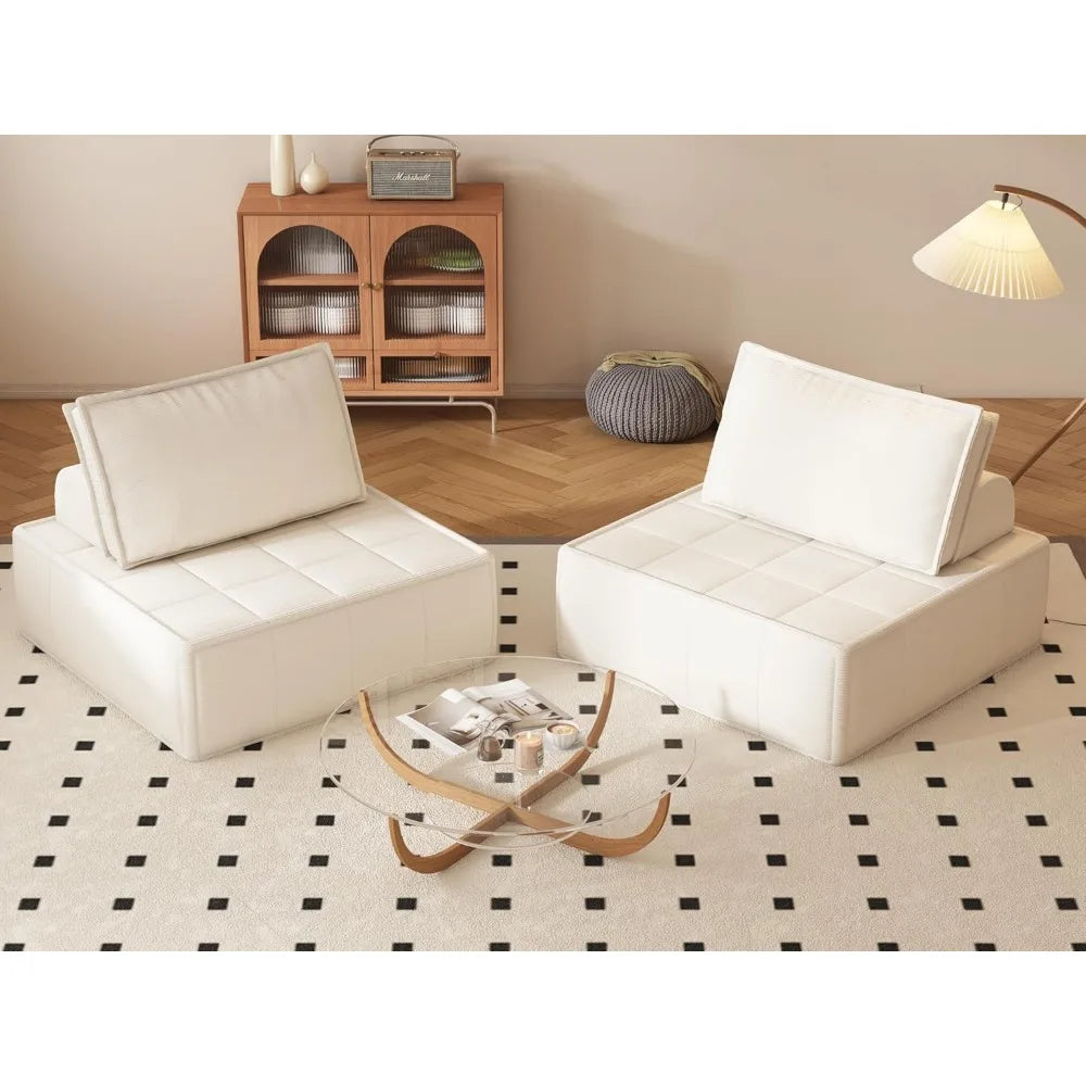 Modular Sectional Loveseat, 2-Piece Deep Seat Corduroy Lounge Sofa with Movable Cushions, Small Loveseat Couch for,Customized