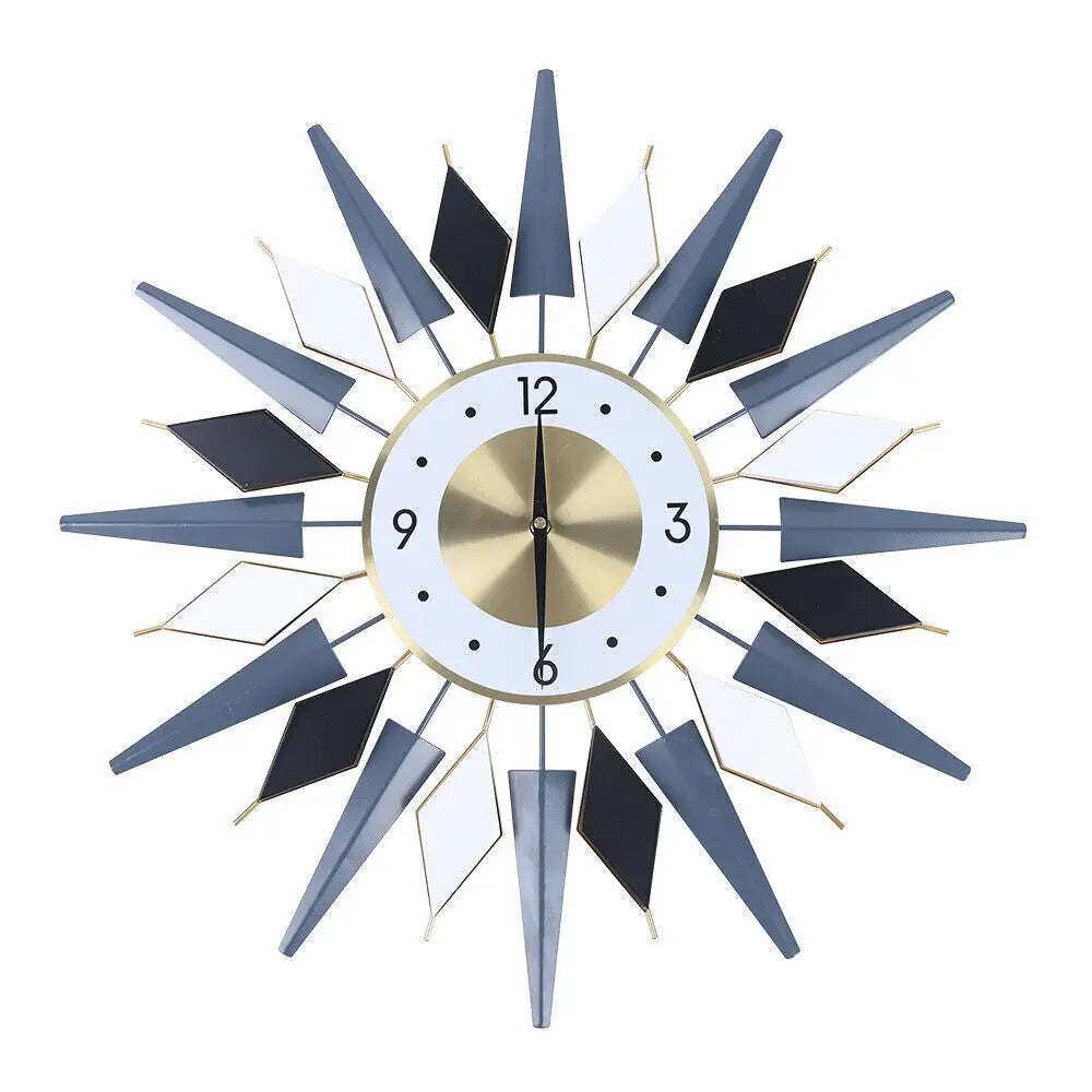 Mid Century Wall Clock Large Silent Metal Wall Clock for Living Room