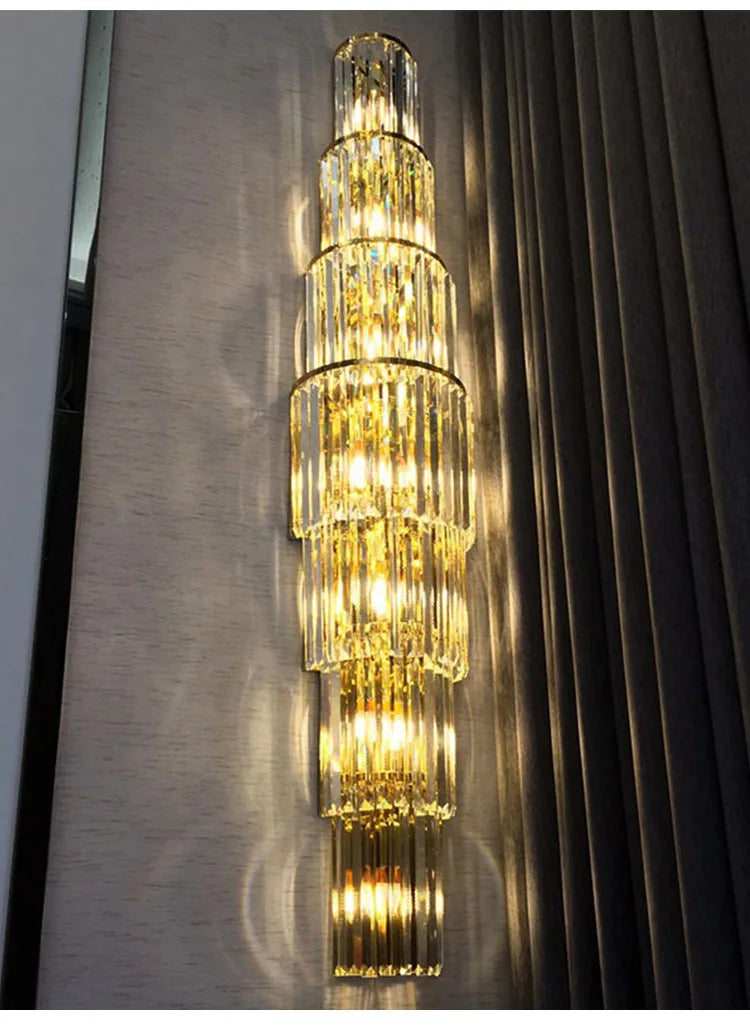 Luxury Hotel Lobby Large Big Crystal Wall Lamp for Club Hall Villa Living Room Office Banquet  Indoor Lighting  Fixtures