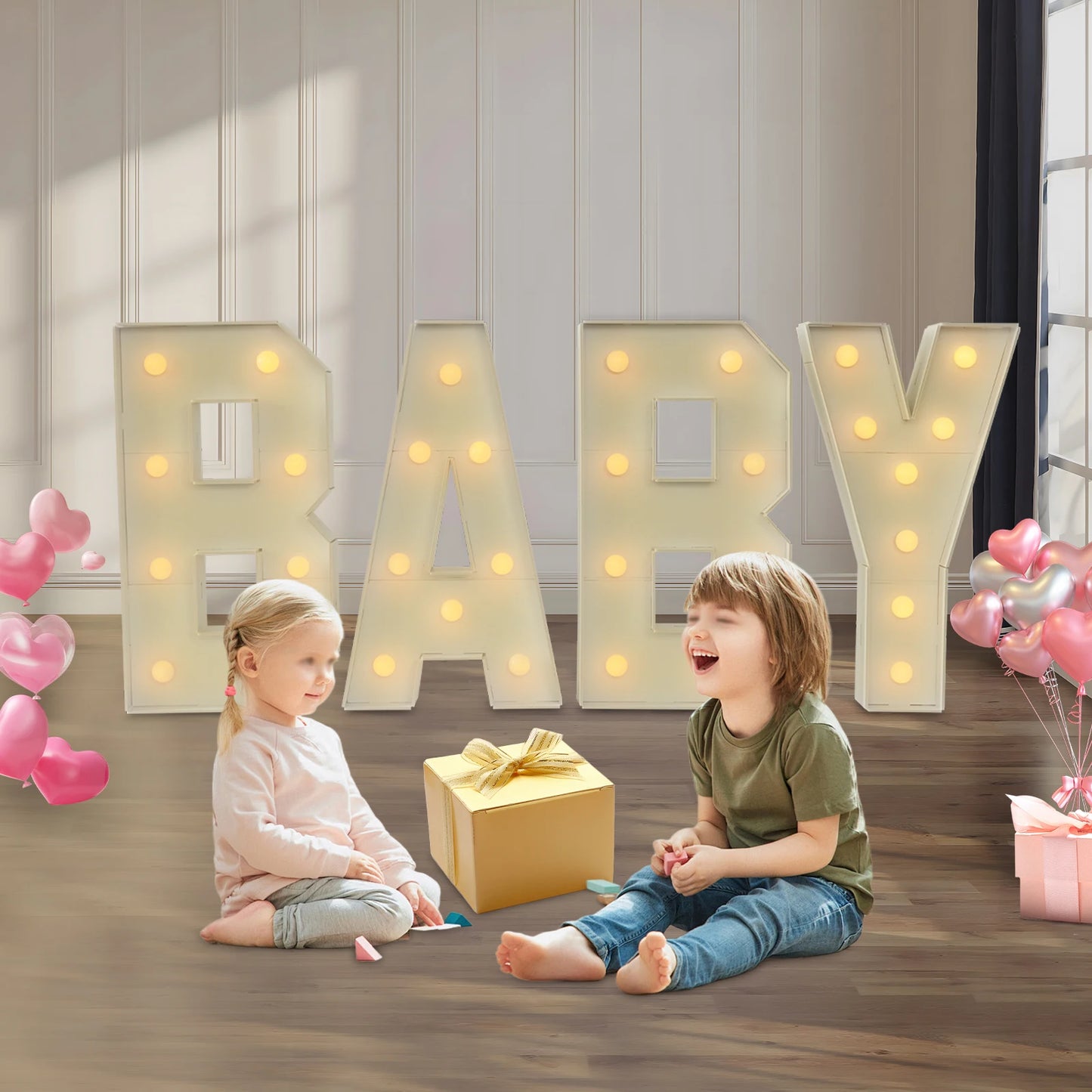 70CM Light Up Letters Party Decoration LED Letter Lights LED Letter Light For Baby Birthdays, Baby Showers, New Year