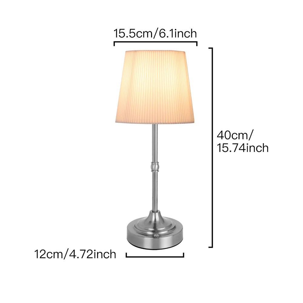 Pleated Decorative Atmosphere Light Touch Control Bedside Dining Room Lamp USB Rechargeable 5200mAh Portable Cordless Table Lamp